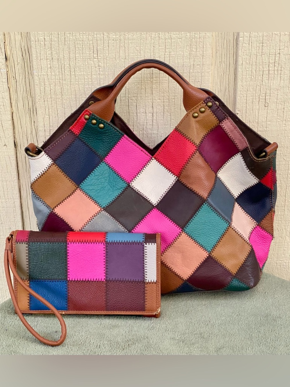 Kooba Patchwork Multi Leather Convertible Bag & Wallet
